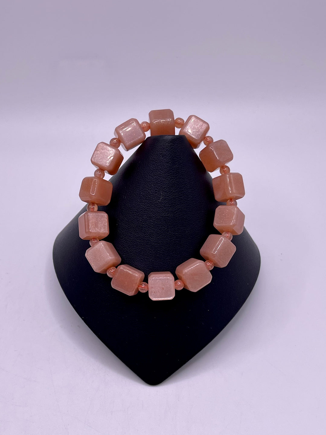 Peach Moonstone Cube Bracelet