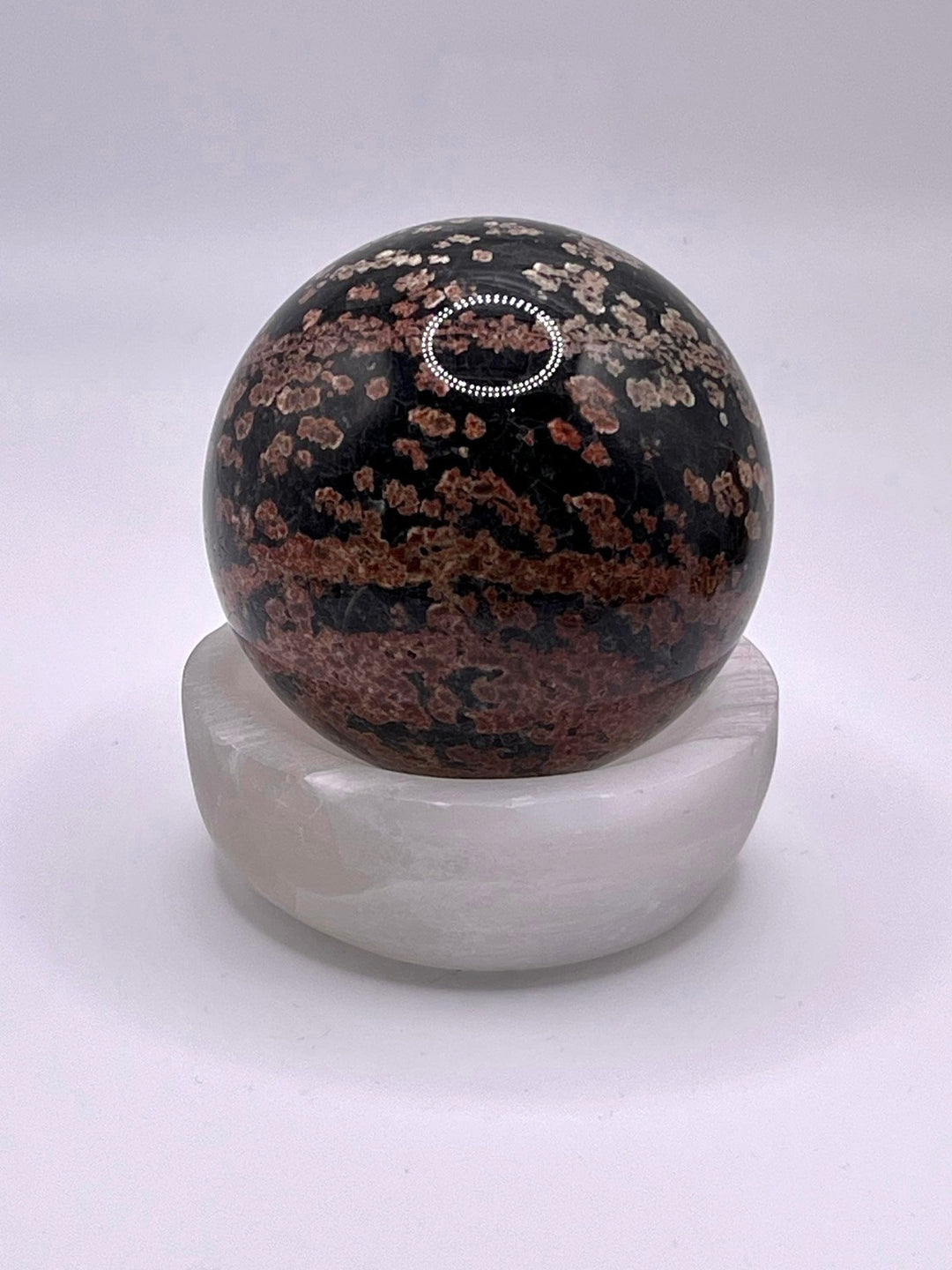 Red Snowflake Obsidian Sphere