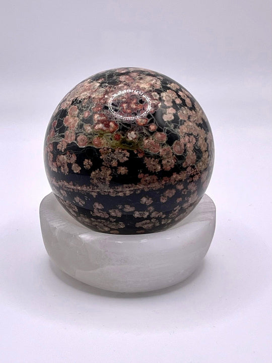 Red Snowflake Obsidian Sphere
