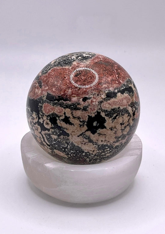 Red Snowflake Obsidian Sphere