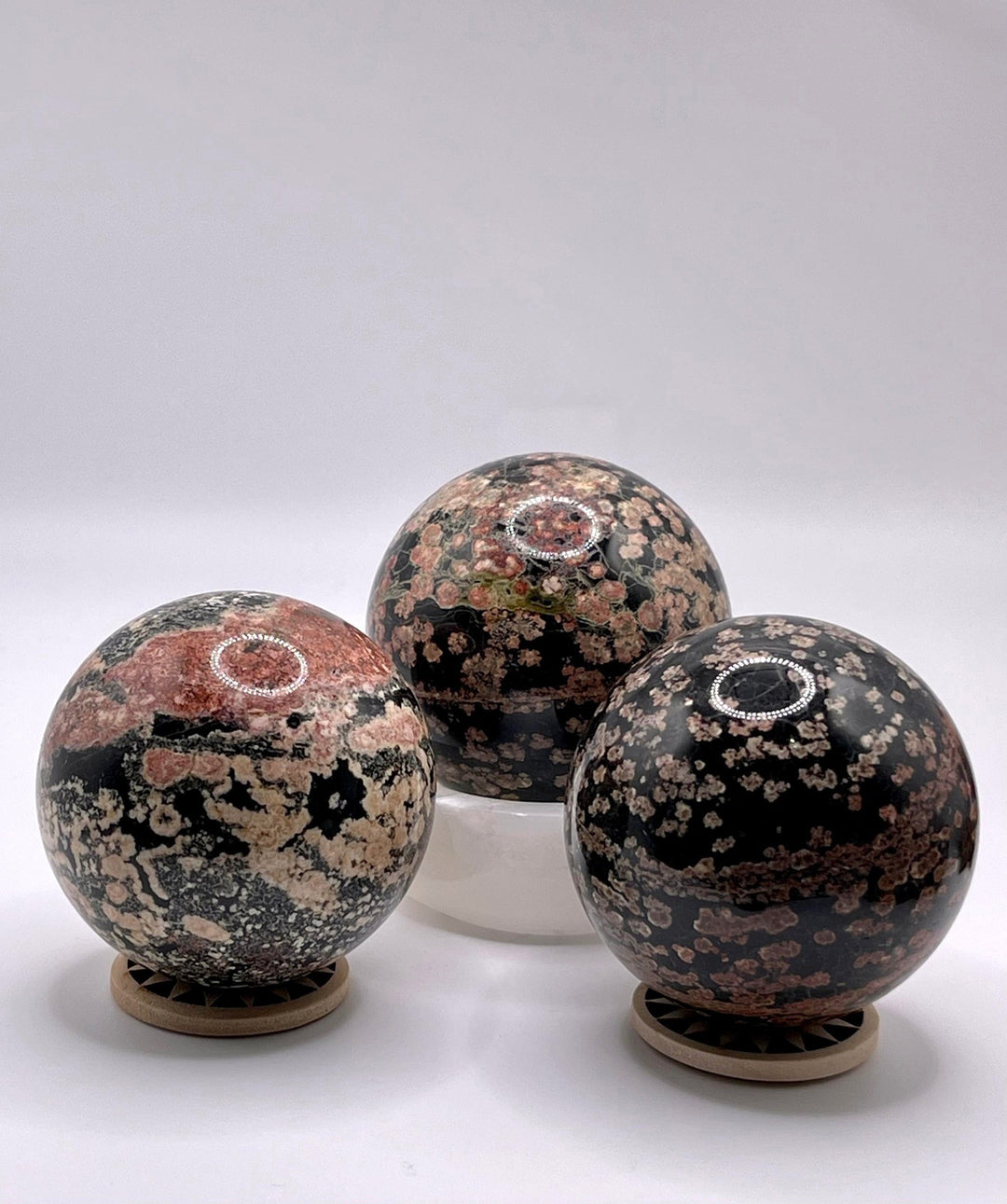 Red Snowflake Obsidian Sphere