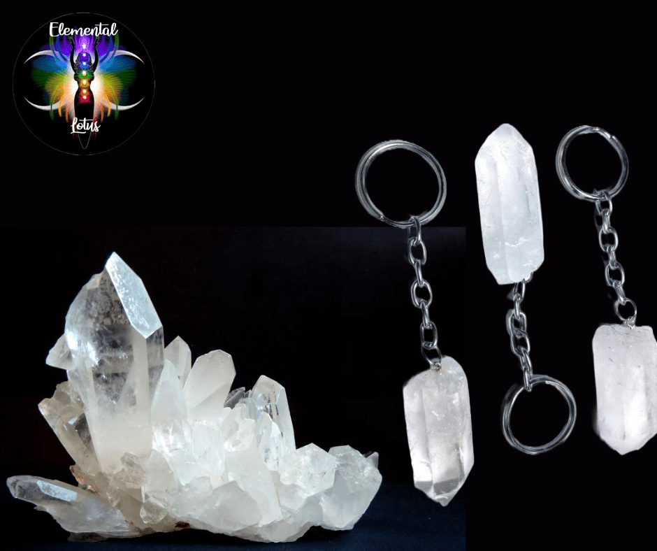 Raw Quartz Point Keychains