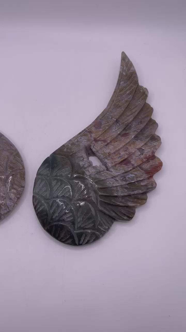 Moss Agate Angel Wings